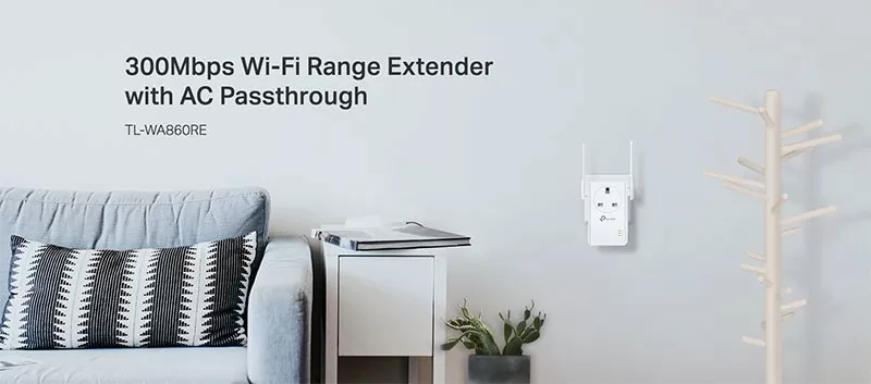 TP-LINK TL-WA860RE - 300Mbps Wi-Fi Range Extender with AC Passthrough - UK  PLUG