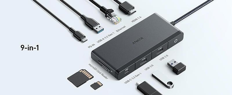 Anker 553 USB-C Hub, 8-in-1 USB C Dock, Dual 4K HDMI USB C