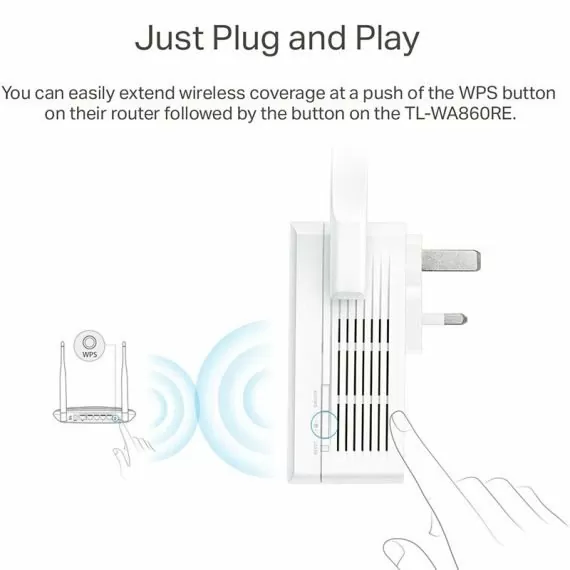 TP-LINK TL-WA860RE - 300Mbps Wi-Fi Range Extender with AC Passthrough - UK PLUG