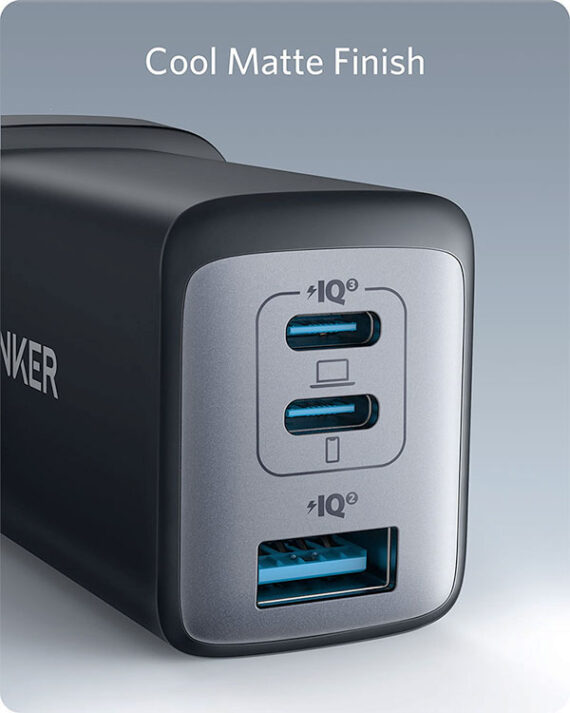 Anker PowerPort III 3-Port 65W Pod - High Speed USB-C Charger - A2667 - Black