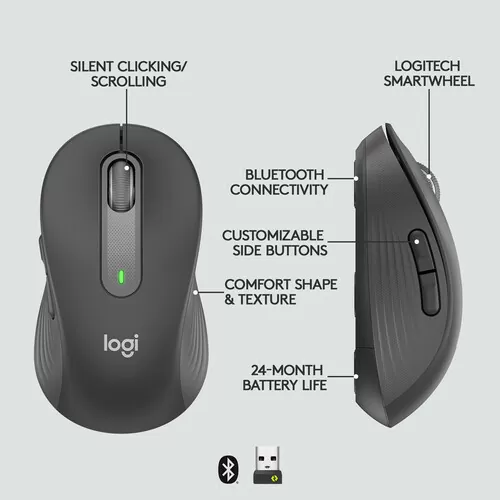 Logitech Signature M650 Wireless & Bluetooth Mouse (Graphite)