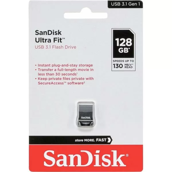 SanDisk Ultra 128 GB, USB 3.0 flash drive, with up to 130 MB/s read