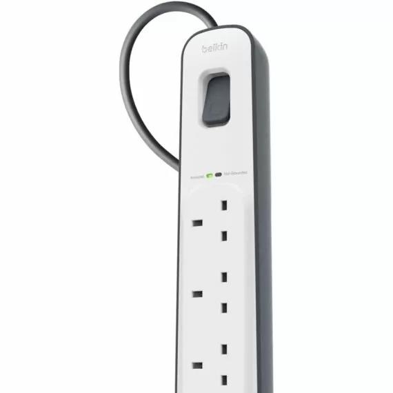 Belkin 6-outlet Surge Protection Strip with 2M Power Cord (BSV603af2M) - White