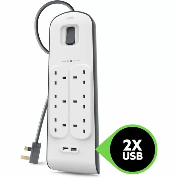 Belkin 2.4 Amp USB Charger 6-outlet Surge Protection Strip (BSV604af2M) - White