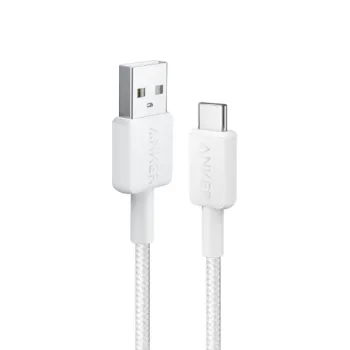 Anker 322 USB-A to USB-C Cable (15W, Nylon Braided) - White, 3 ft