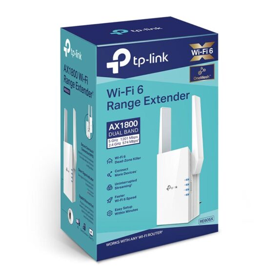 TP-LINK TL-RE605X - AX1800 Wi-Fi 6 Range Extender - UK PLUG