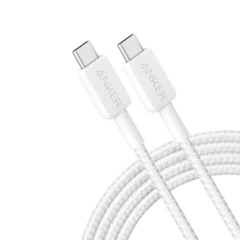 Anker 322 USB-C to USB-C Cable (60W, Nylon Braided) - White, 6 ft