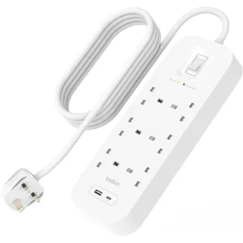 Belkin Connect Surge Protector 6-outlet with USB-C and USB-A Ports (SRB002ar2M) - White
