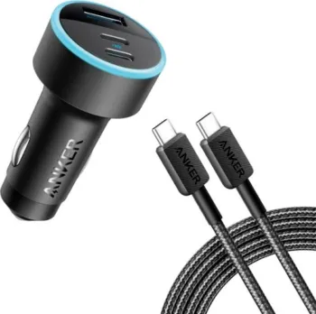 Anker 335 3-Port 67W (Total Output) USB-C Car Charger with USB-C Cable - B2736H11 - Black