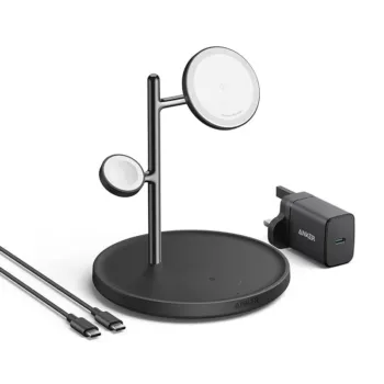 Anker MagGo 15W Qi2 Wireless Charging Station | 3-in-1 with 40W USB-C Charger and USB-C Cable - B25M3V11 - Black