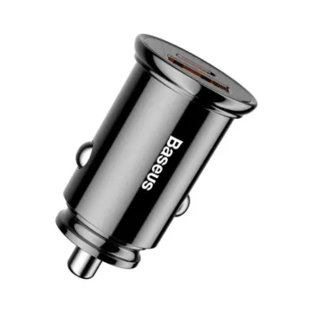 Baseus Square Metal PPS | USB A+C 2-in-1 30W Car Charger  - Black - CCALL-YS01