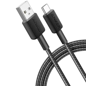 Anker 322 USB-A to USB-C Cable (15W, Nylon Braided) - Black, 6 ft