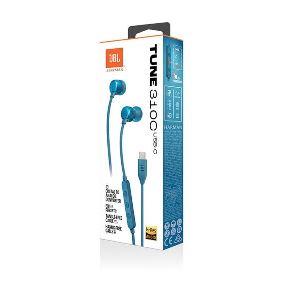 JBL Tune 310C USB-C Earbuds with Microphone (Blue)