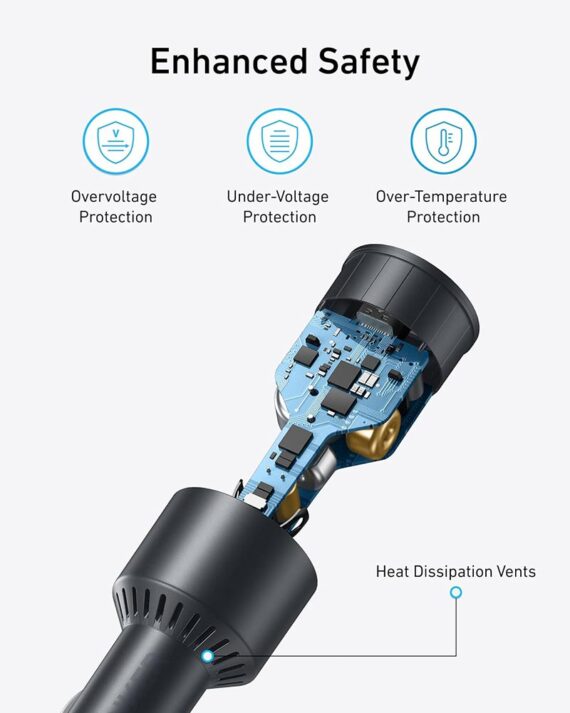 Anker Car Charger (167.5W, 3 Ports, with 3.3ft USB-C to USB-C Cable) - B2737HA1 - Black