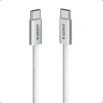 Anker Zolo USB-C to USB-C Cable (240W, Braided, Dirt Resistant) - A8060 - White, 3.3 ft