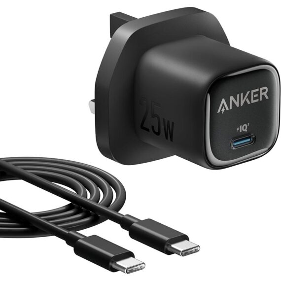 Anker Charger (25W, Compact) with USB-C Cable - A2656K11 - Black