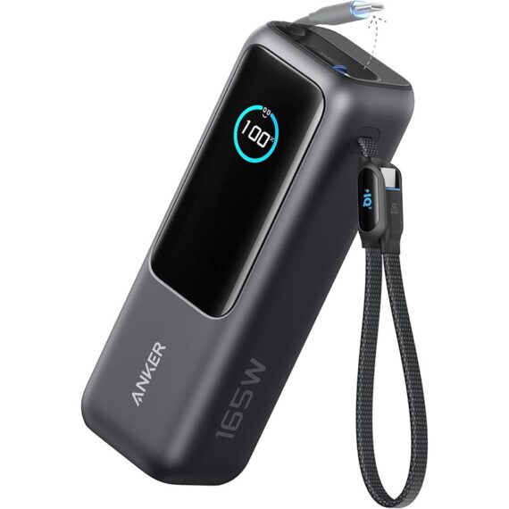 Anker Zolo Power Bank (25,000mAh, 165W, Built-in Retractable Cables) - A1695P11 - Black