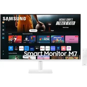 Samsung 32" M70D 4K Smart Monitor with Streaming TV for Multi Device Experience - White (LS32DM703UMXUE)