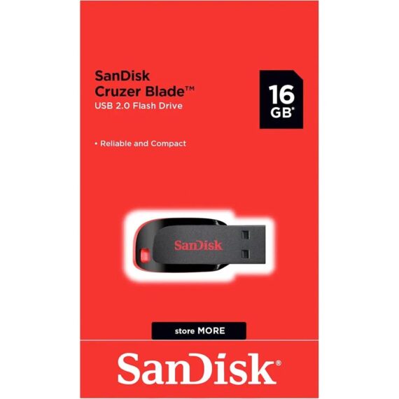 SanDisk 16GB Cruzer Blade USB 2.0 Flash Drive (SDCZ50-016G-B35)