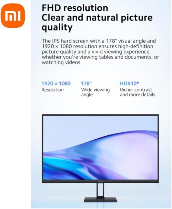 Xiaomi 27-Inch Full HD Monitor A27I - EU PLUG - Black (51054)