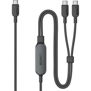Anker 2-in-1 USB-C to USB-C Cable (4ft, 140W, Braided) - A8895H11 - Black