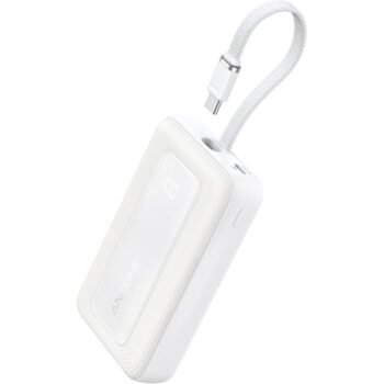 Anker Zolo 30W 10,000mAh High-Speed Power Bank with Built-in USB-C Cable - A1688H21 - White