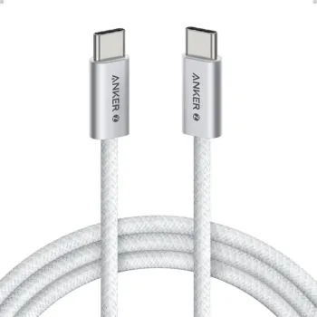 Anker Zolo USB-C to USB-C Cable (240W, Braided, Dirt Resistant) - A8060 - White, 6 ft