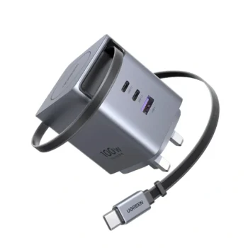 UGREEN Nexode Pro - 100W 3-Port Type-C GaN Fast Charger with Retractable Cable - X616 (UG-65829)
