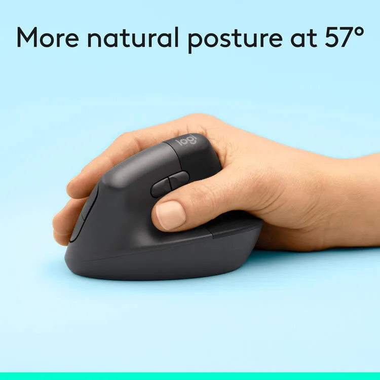 Logitech Lift Vertical Ergonomic Wireless Mouse (910-006473) - Graphite