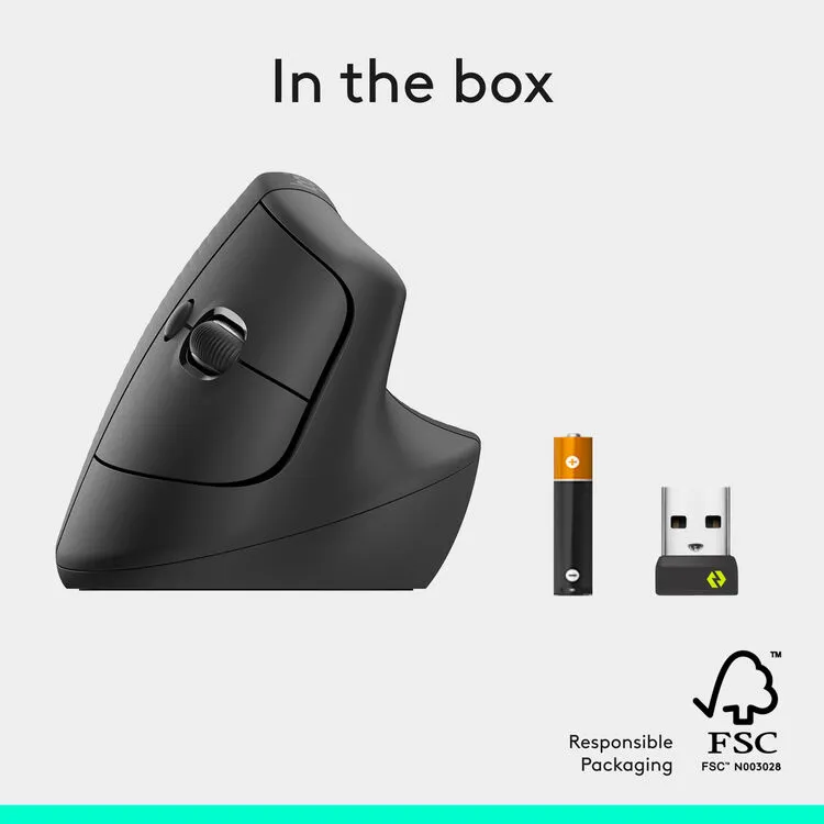 Logitech Lift Vertical Ergonomic Wireless Mouse (910-006473) - Graphite