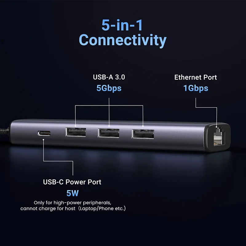 UGREEN 3-Port USB 3.0 hub with Gigabit Ethernet Adapter - CM475 (UG-60554)