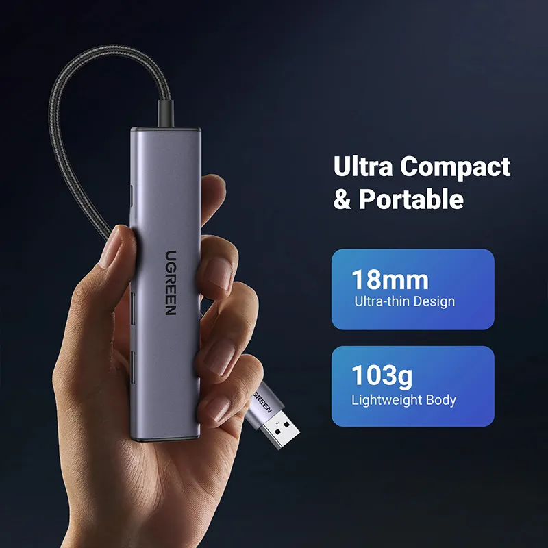 UGREEN 3-Port USB 3.0 hub with Gigabit Ethernet Adapter - CM475 (UG-60554)
