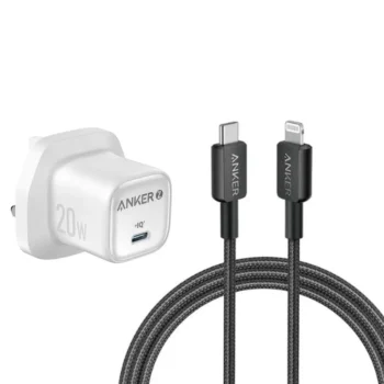 BUNDLE - Anker 322 USB-C to Lightning Cable (6ft) Black + Anker Zolo 20W Charger White (A81B6H11,A2699K21)