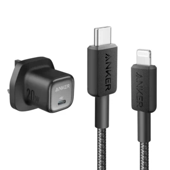BUNDLE - Anker 322 USB-C to Lightning Cable (3ft) Black + Anker Zolo 20W Charger Black (A81B5H11,A2699K11))