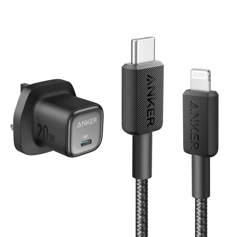 BUNDLE - Anker 322 USB-C to Lightning Cable (3ft) Black + Anker Zolo 20W Charger Black (A81B5H11,A2699K11))