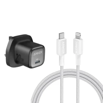 BUNDLE – Anker 322 USB-C to Lightning Cable (6ft) White + Anker Zolo 20W Charger Black (A81B6H21,A2699K11)