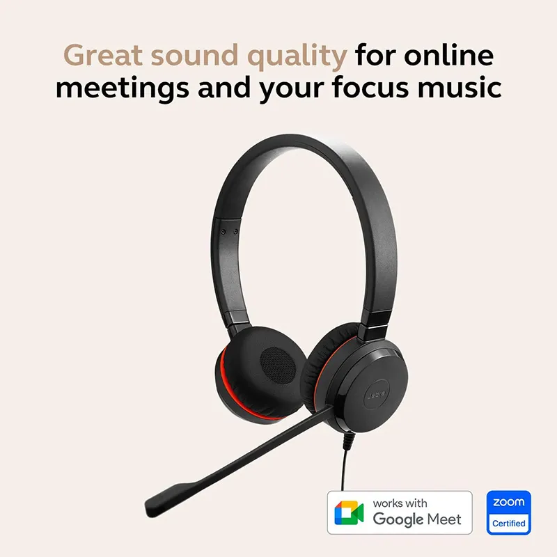 Jabra Evolve 30 II USB-C Wired Stereo Headset with Noise‑Cancelling Mic, Microsoft Teams Certified, with USB-C/A Adapter (5399-823-369)