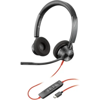 Poly Blackwire 3320 Wired Stereo Microsoft Teams Certified USB-C Headset With Noise cancelling Mics +USB-C/A Adapter (8X220AA)