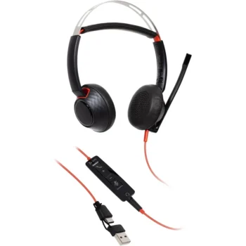 Poly Blackwire 5220 Wired Stereo USB-C Headset with Noise cancelling Mics + 3.5mm Plug +USB-C/A Adapter (8X231AA)