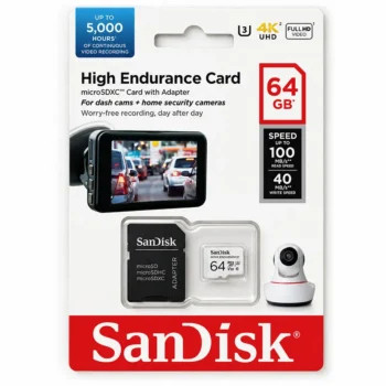 SANDISK 64GB High Endurance UHS-I microSD Memory Card with SD Adapter (SDSQQNR-064G-GN6IA)