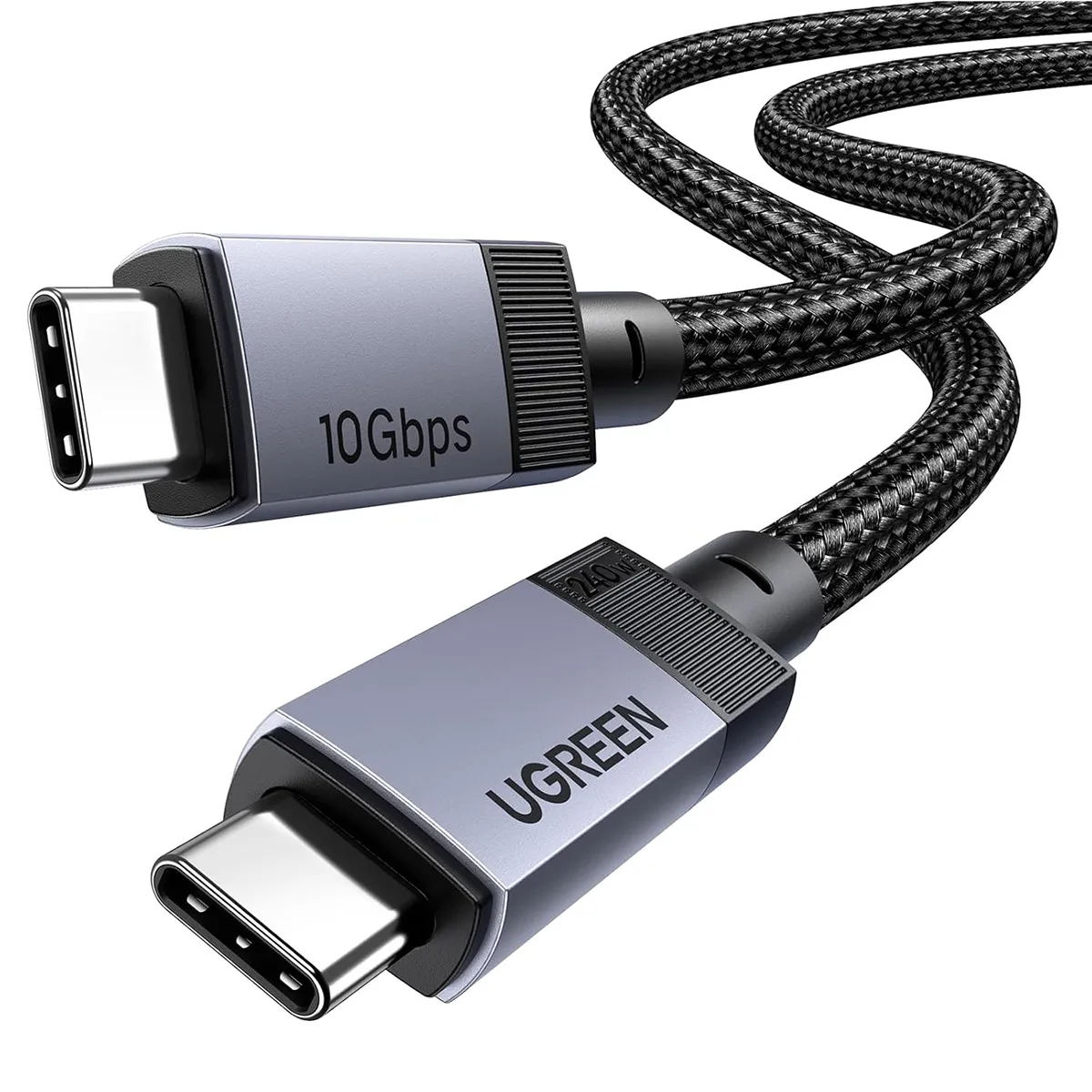 UGREEN 7 Series USB 3.2 Gen 2 USB-C to USB-C Cable (6.6ft, 240W, Nylon Braided) - L701 - Black (UG-95619)