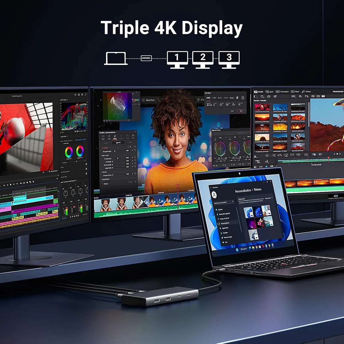 Ugreen Revodok Pro 8-in-1 USB-C Hub with 4K Triple & Dual Display Support - CM639 (UG-35625)